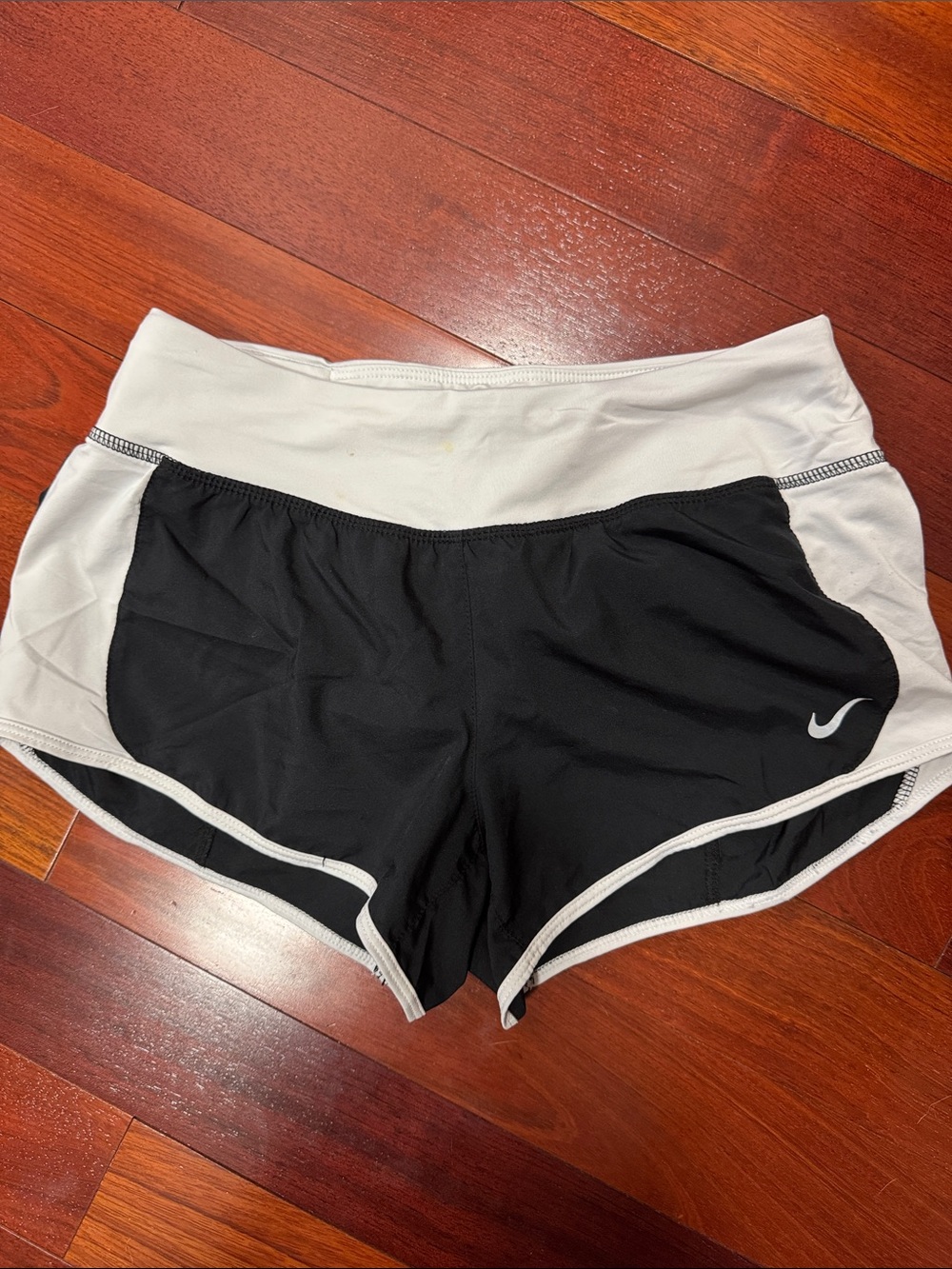 Nike Women's Black Athletic Shorts with White Waistband